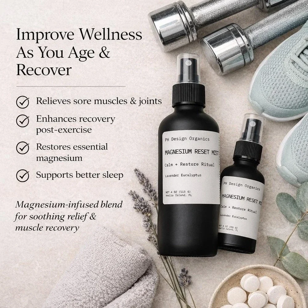 PH Design Organics Magnesium‎ Reset Mist 4oz Lavender Eucalyptus Muscle Recovery